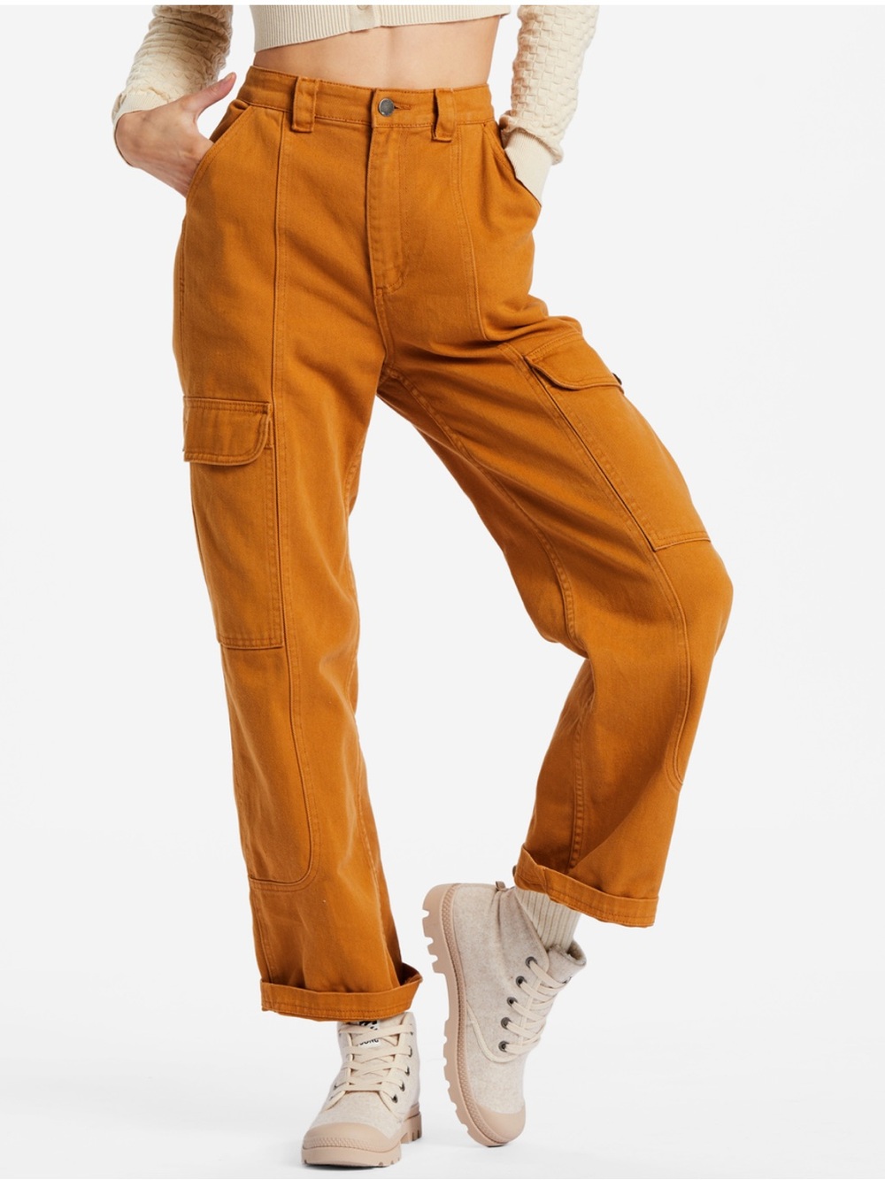 Billabong Wall to Wall High Rise Cargo Jeans Straight Leg NWT
